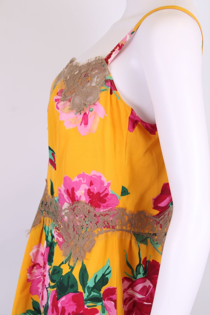 Dolce & Gabbana Floral Lace Trim Camisole Mustard/ Pink M