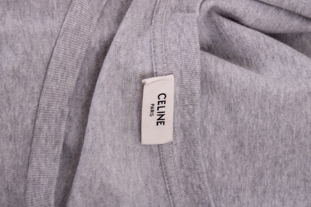 Celine Logo T-shirt Grey/ Burgundy L