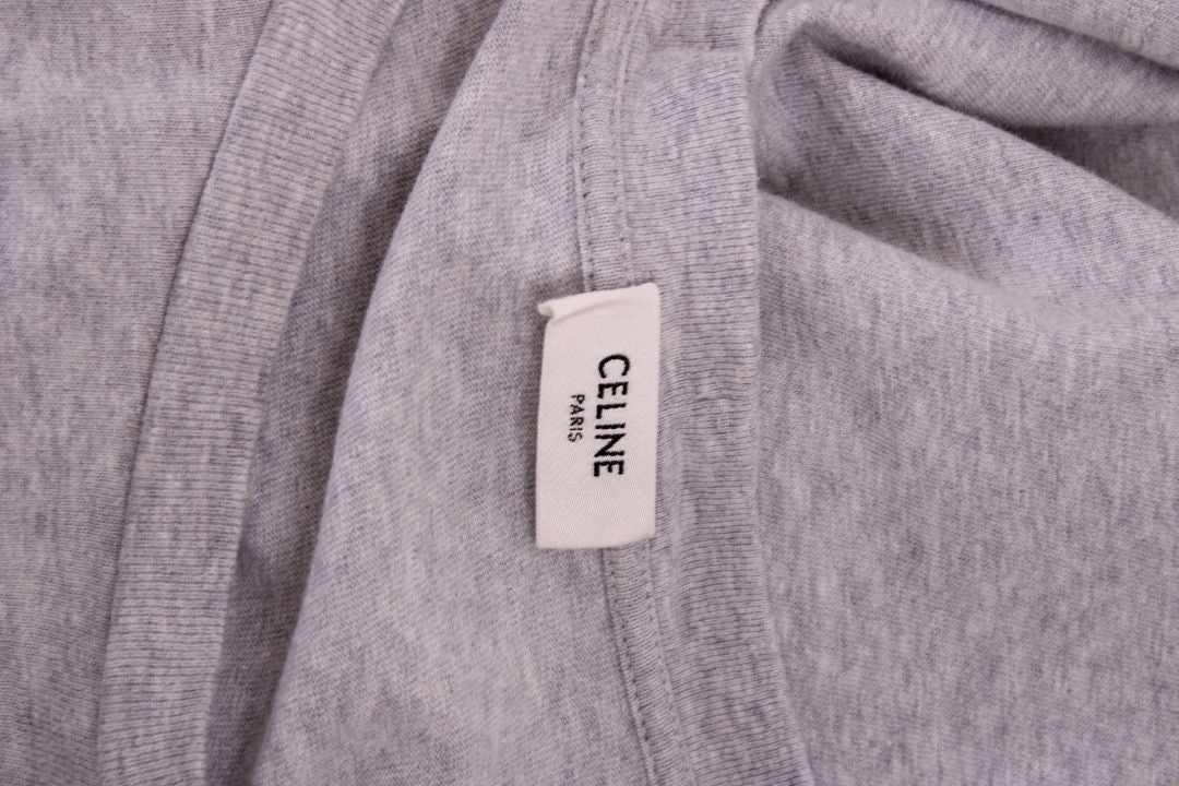 Celine Logo T-shirt Grey/ Burgundy L