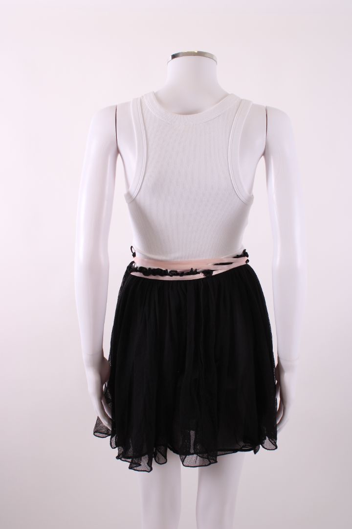Reimagined by Pinko Mini Wrap Tulle Ruffle Skirt Black S