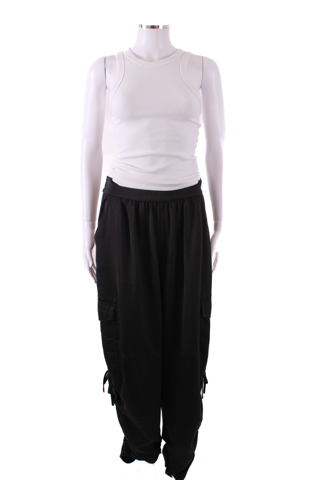 All Saints Kaye Relaxed Fit Satin Trousers Black M