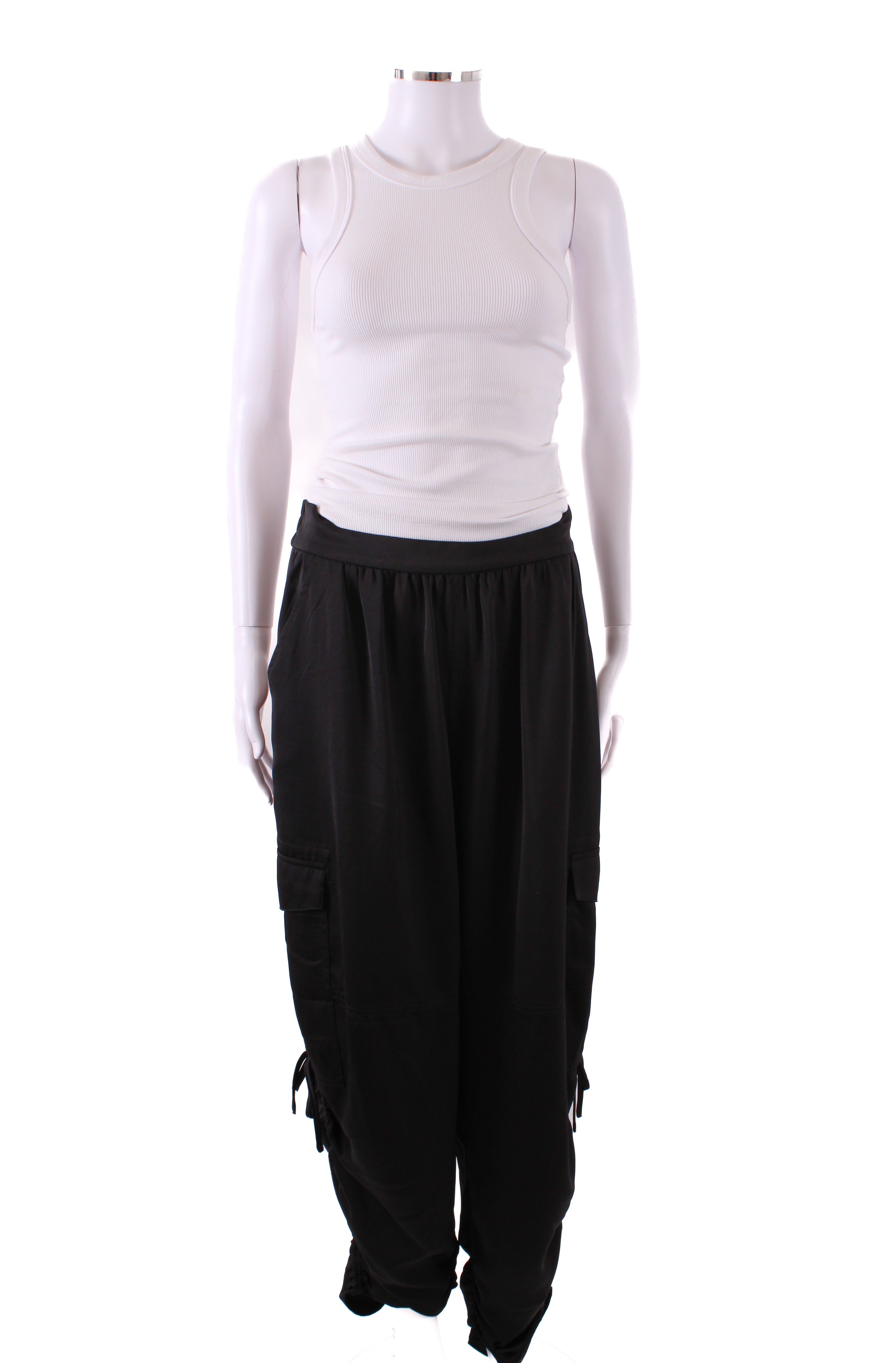 All Saints Kaye Relaxed Fit Satin Trousers Black M