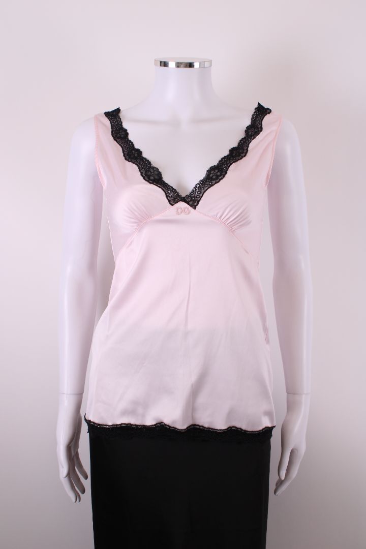 Dolce & Gabbana Underwear Lace Trim Camisole Pink/ Black M