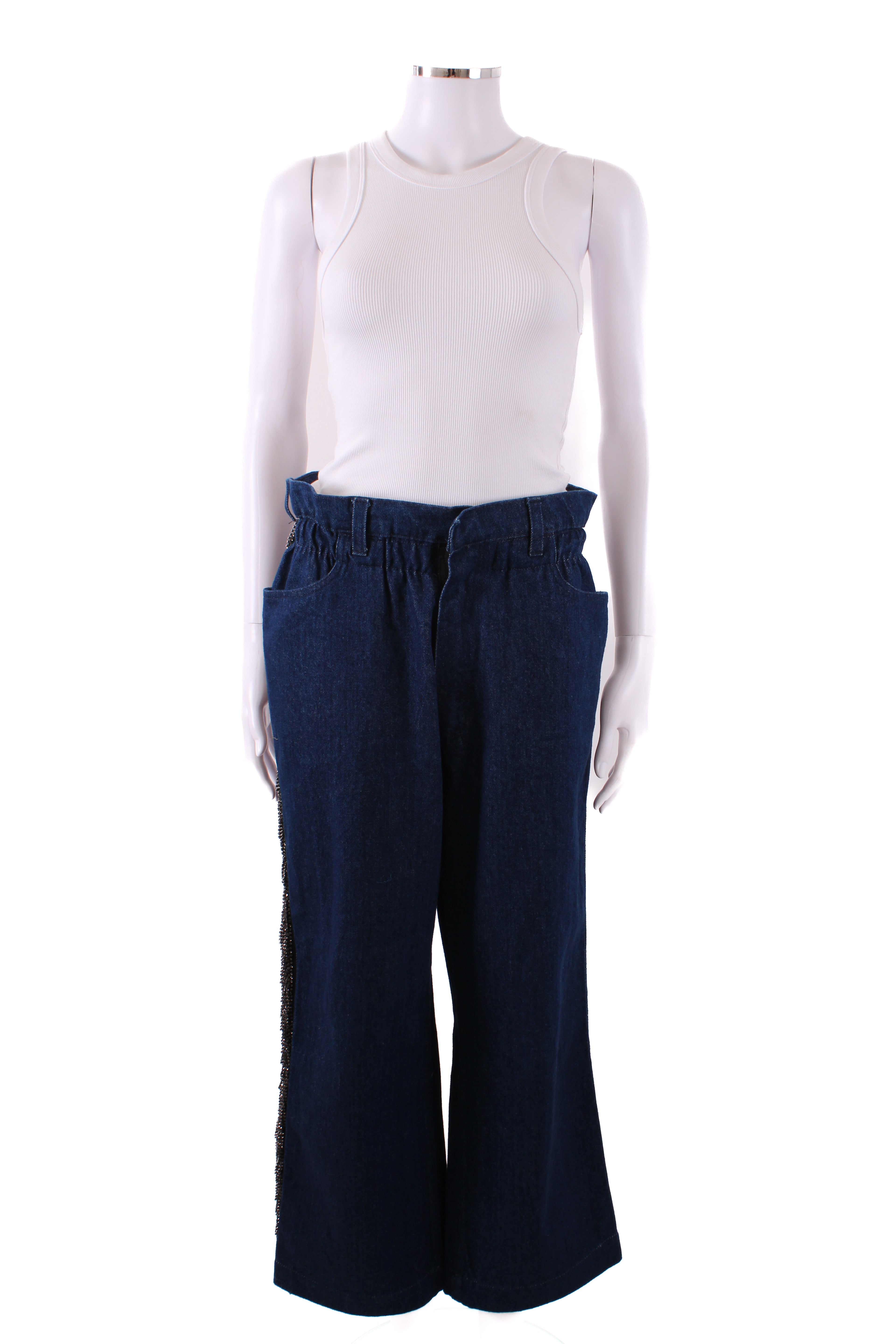 Reimagined by Pinko Diamante Tassle Jeans Indigo Denim S