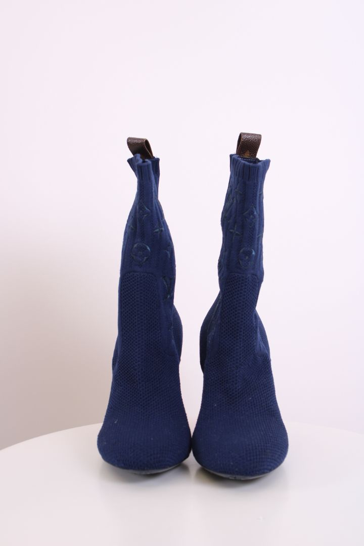 Louis Vuitton Silhouette Knit Ankle boot Navy/ Pink 37.5
