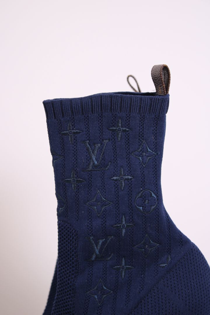 Louis Vuitton Silhouette Knit Ankle boot Navy/ Pink 37.5