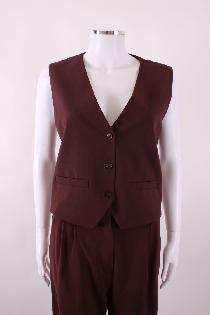 Maje Waist Coat/ Trouser Co-ord Burgundy 6/8