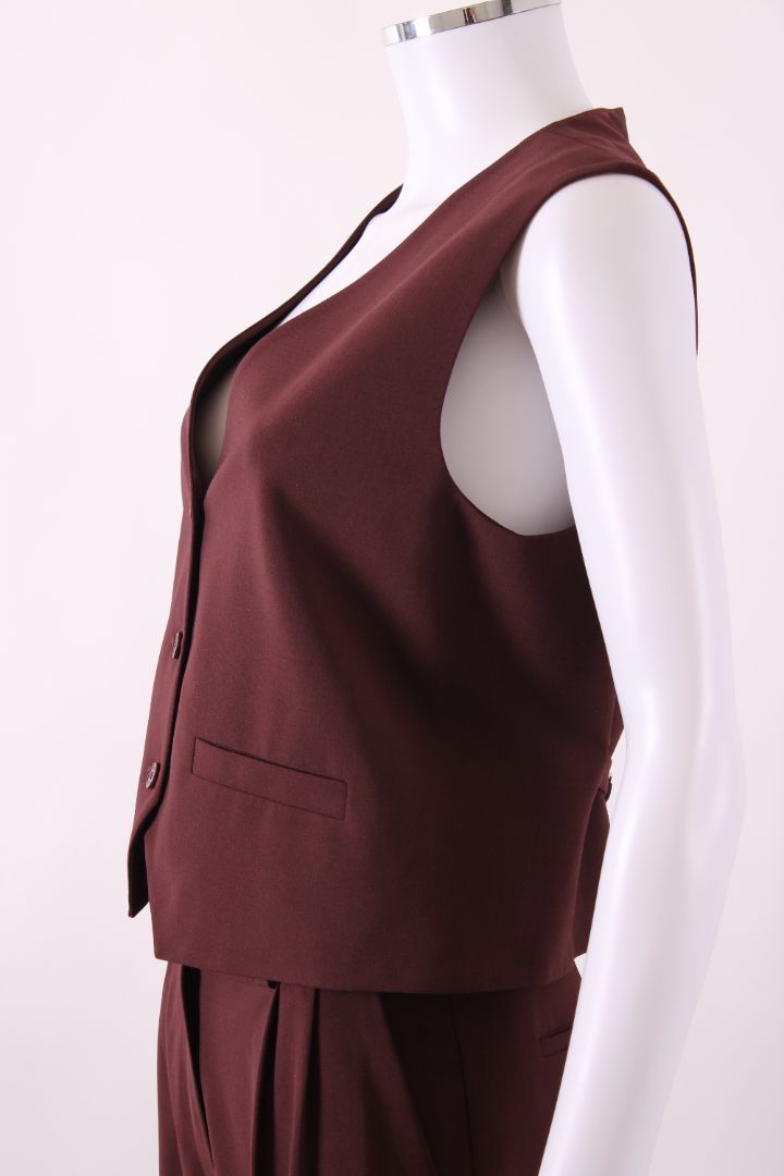Maje Waist Coat/ Trouser Co-ord Burgundy 6/8