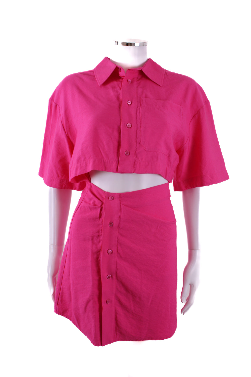 Jacquemus short sleeve cut out mini dress Pink S