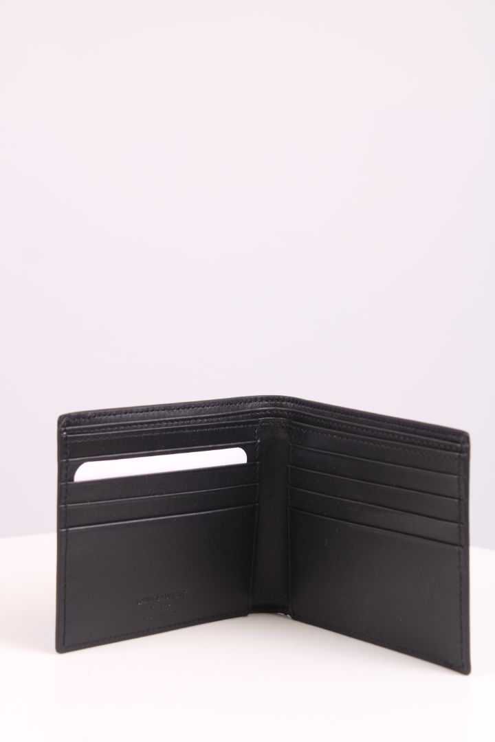 Saint Laurent East/ West Bi-Fold Croc Effect Wallet Black