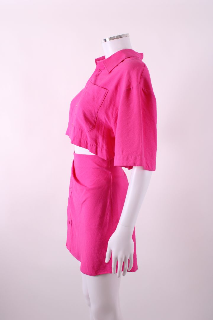 Jacquemus short sleeve cut out mini dress Pink S