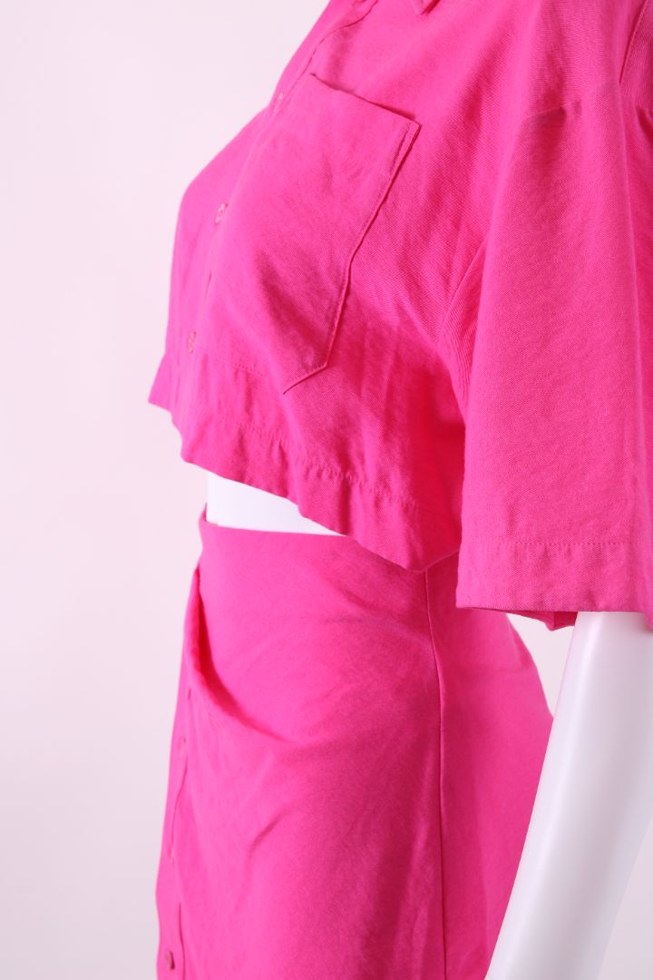 Jacquemus short sleeve cut out mini dress Pink S