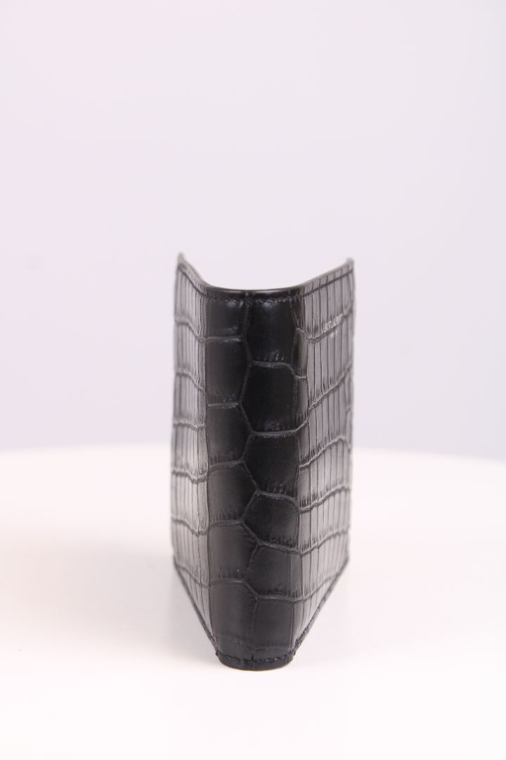Saint Laurent East/ West Bi-Fold Croc Effect Wallet Black