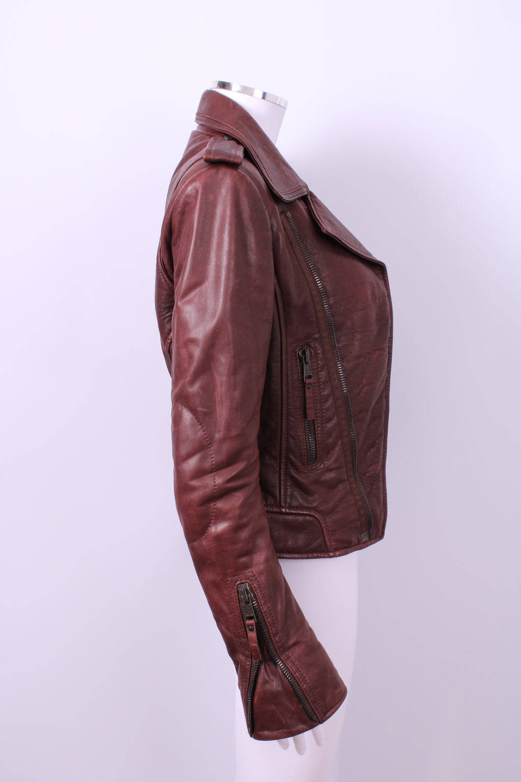 Balenciaga Leather Biker Jacket Brown 10