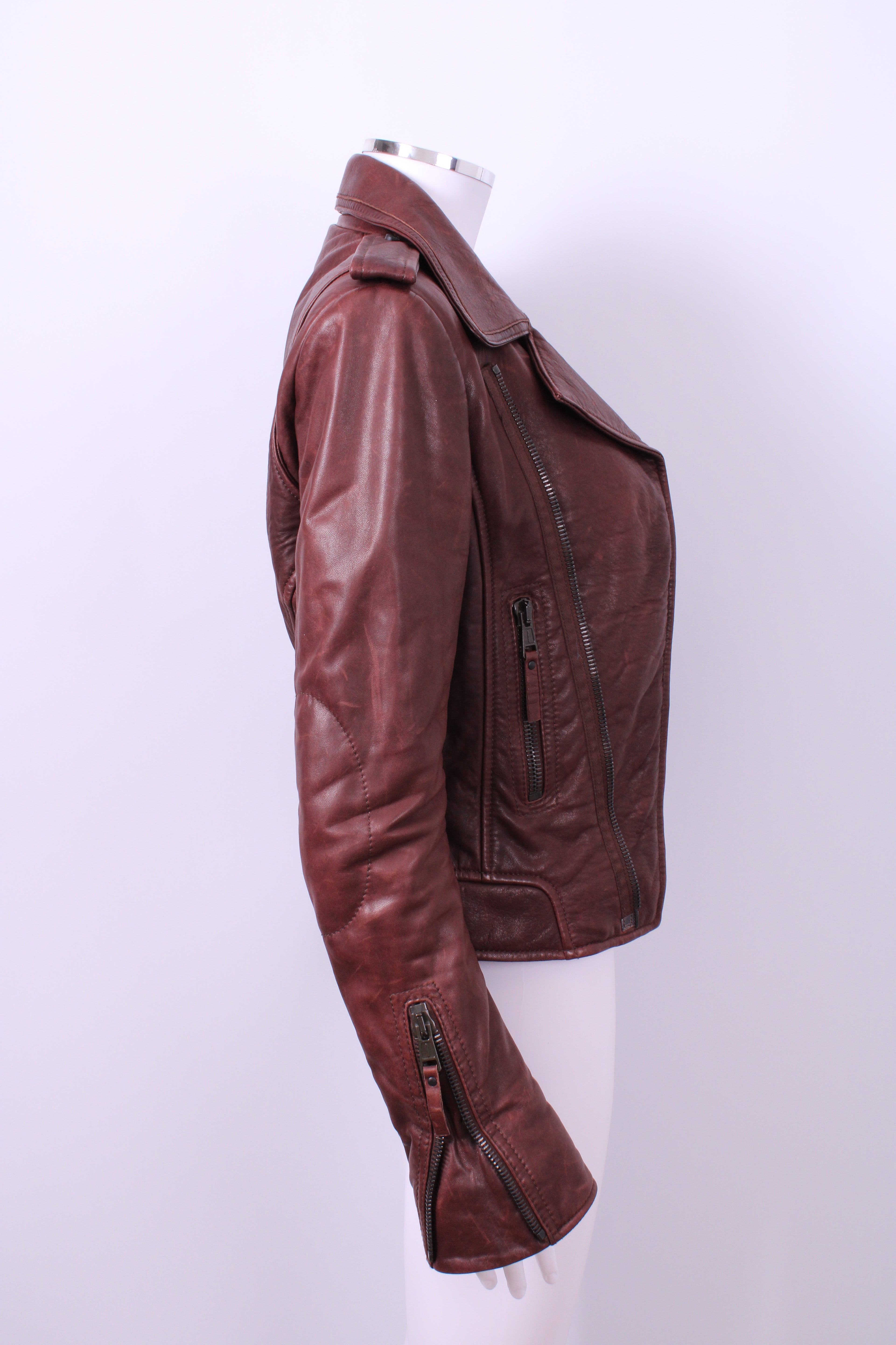 Balenciaga Leather Biker Jacket Brown 10