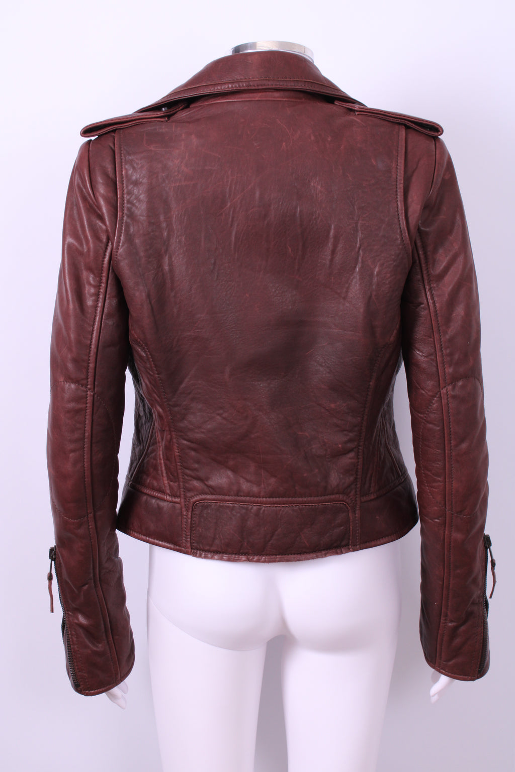 Balenciaga Leather Biker Jacket Brown 10