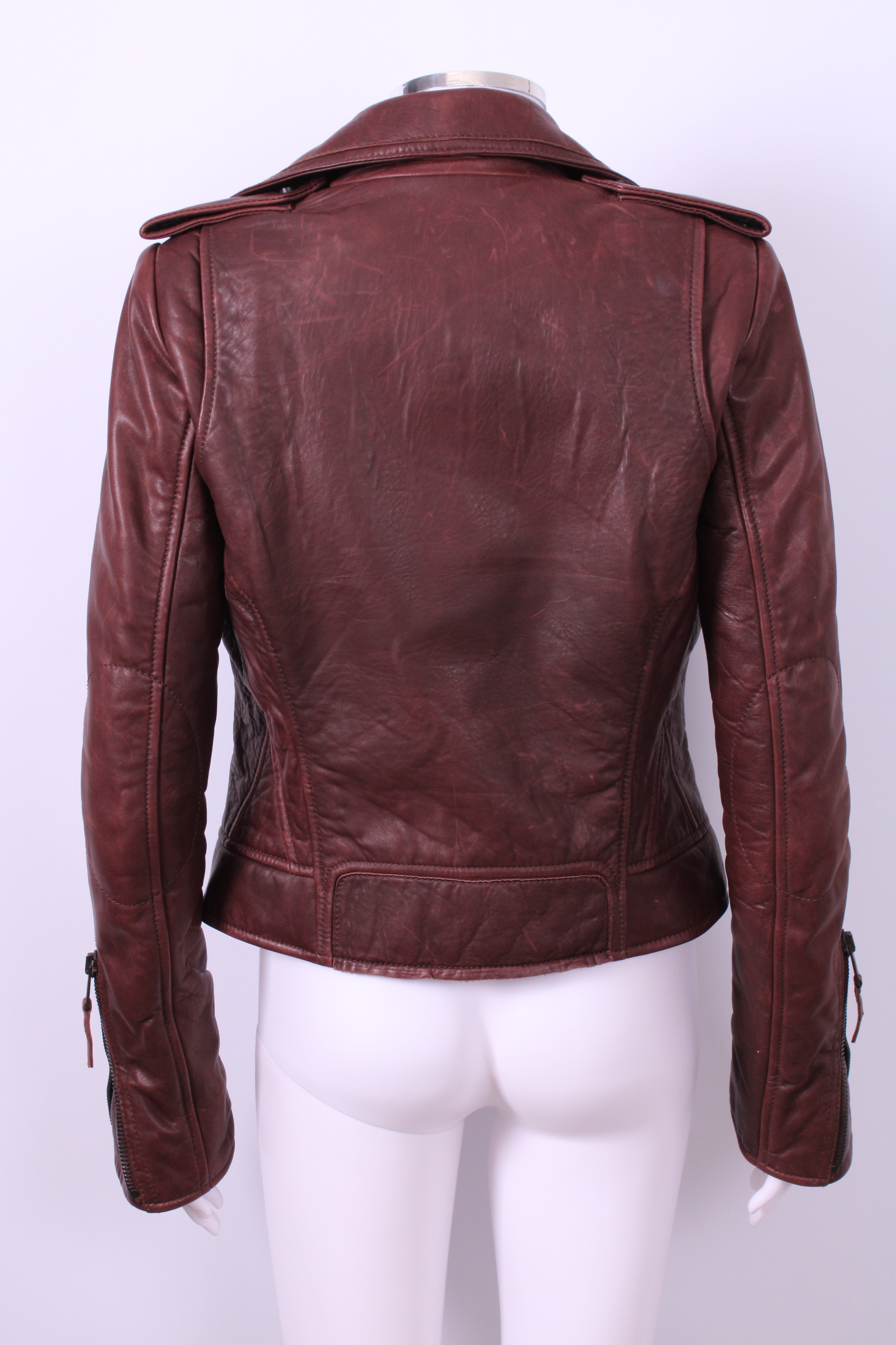 Balenciaga Leather Biker Jacket Brown 10