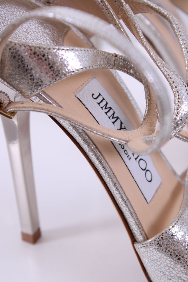 Jimmy Choo silver cross over Heels silver