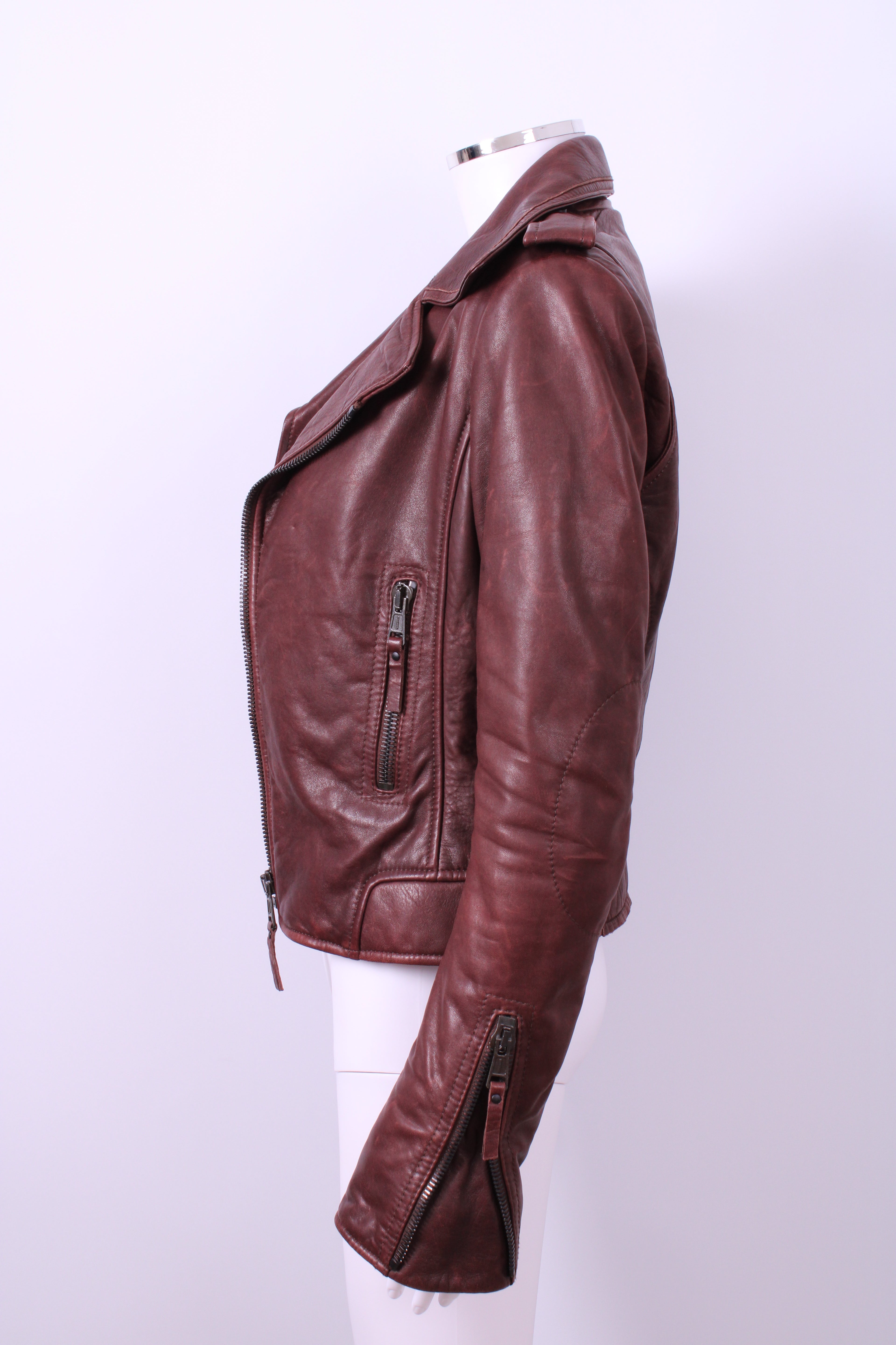 Balenciaga Leather Biker Jacket Brown 10