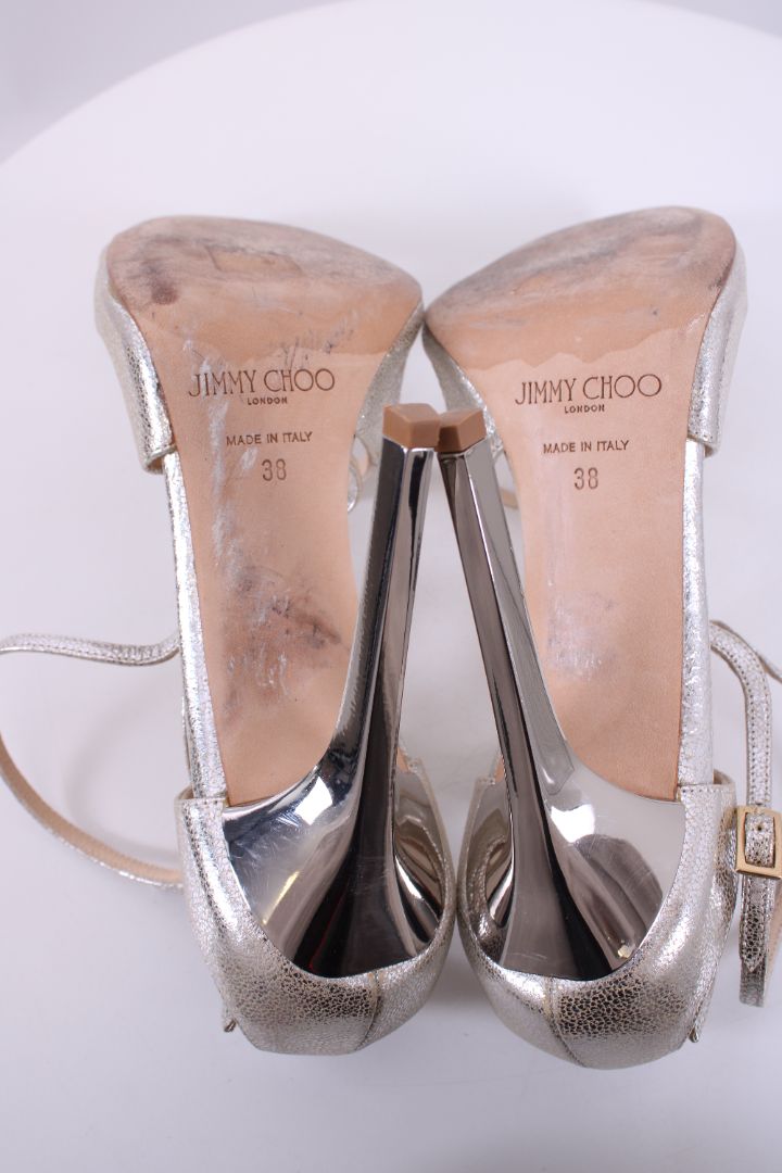 Jimmy Choo silver cross over Heels silver