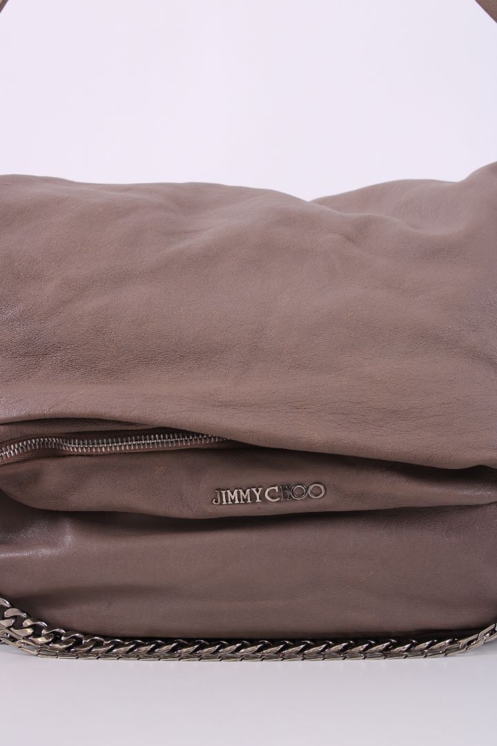 Jimmy Choo Chain Fold Over Bag Beige