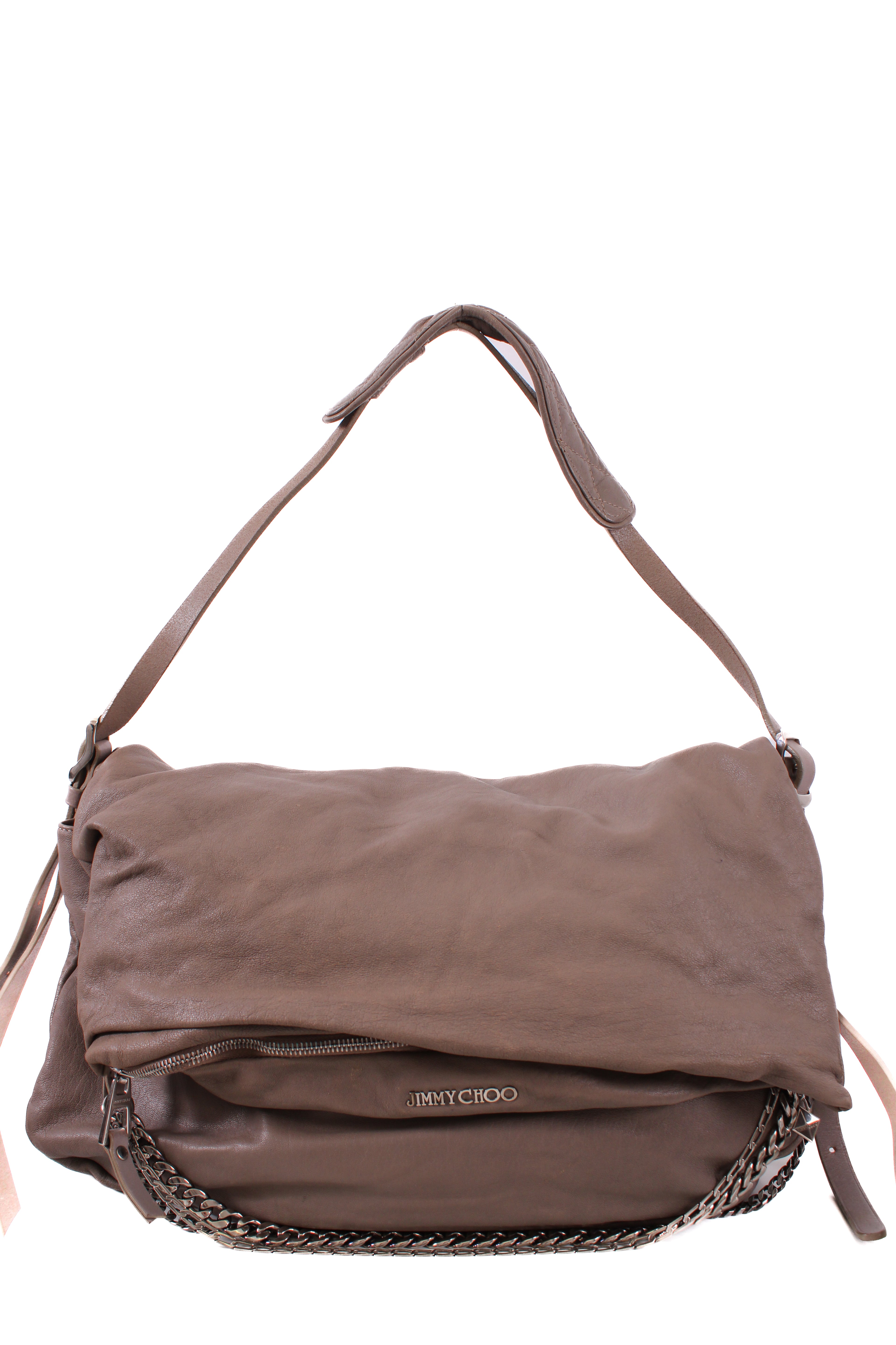 Jimmy Choo Chain Fold Over Bag Beige