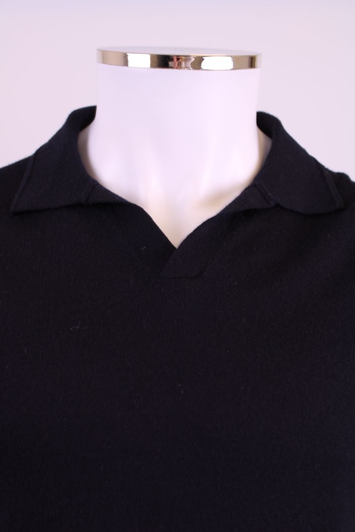 Reiss S/S Knit Polo Top Navy L