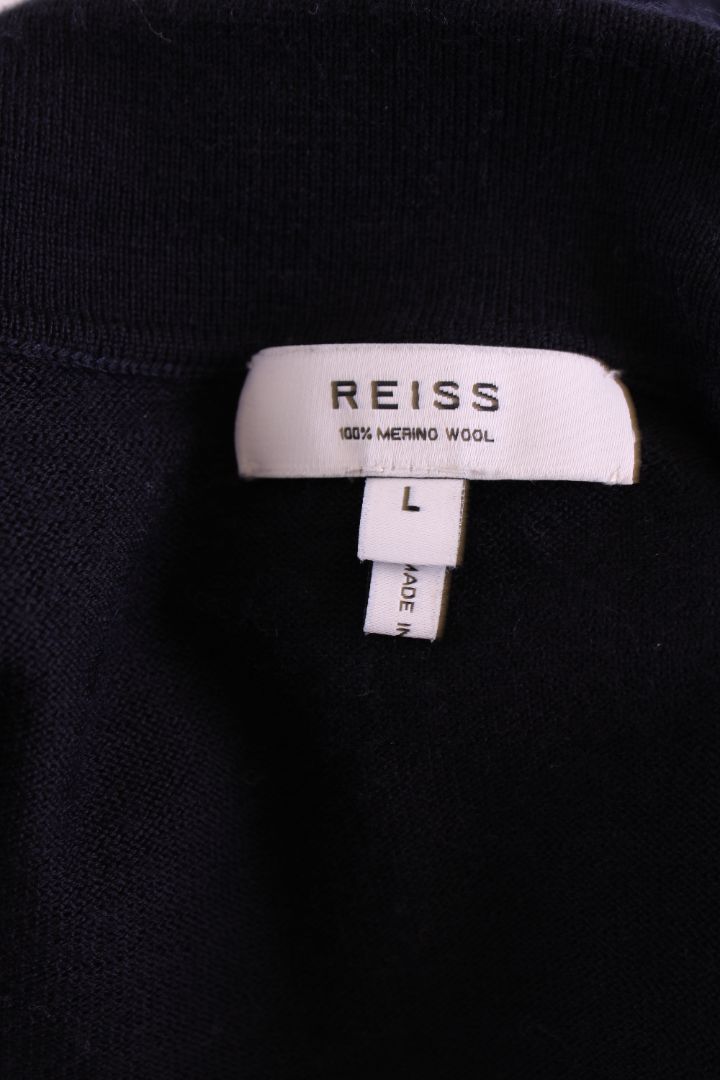 Reiss S/S Knit Polo Top Navy L