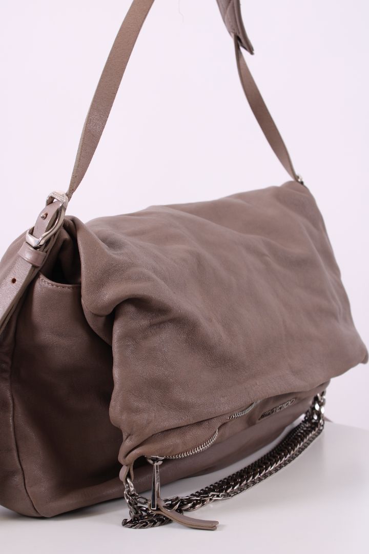 Jimmy Choo Chain Fold Over Bag Beige
