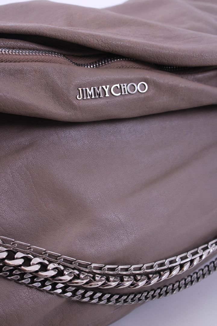 Jimmy Choo Chain Fold Over Bag Beige