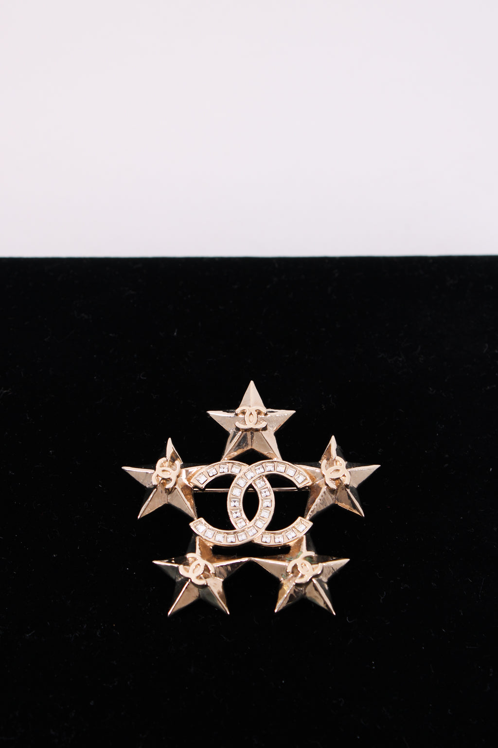 Chanel Crystal Star Brooch Gold
