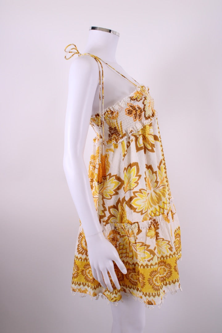 Farm Rio S/S Floral Aura Mini Dress Yellow/ White XS