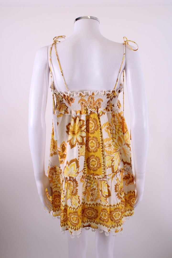 Farm Rio S/S Floral Aura Mini Dress Yellow/ White XS