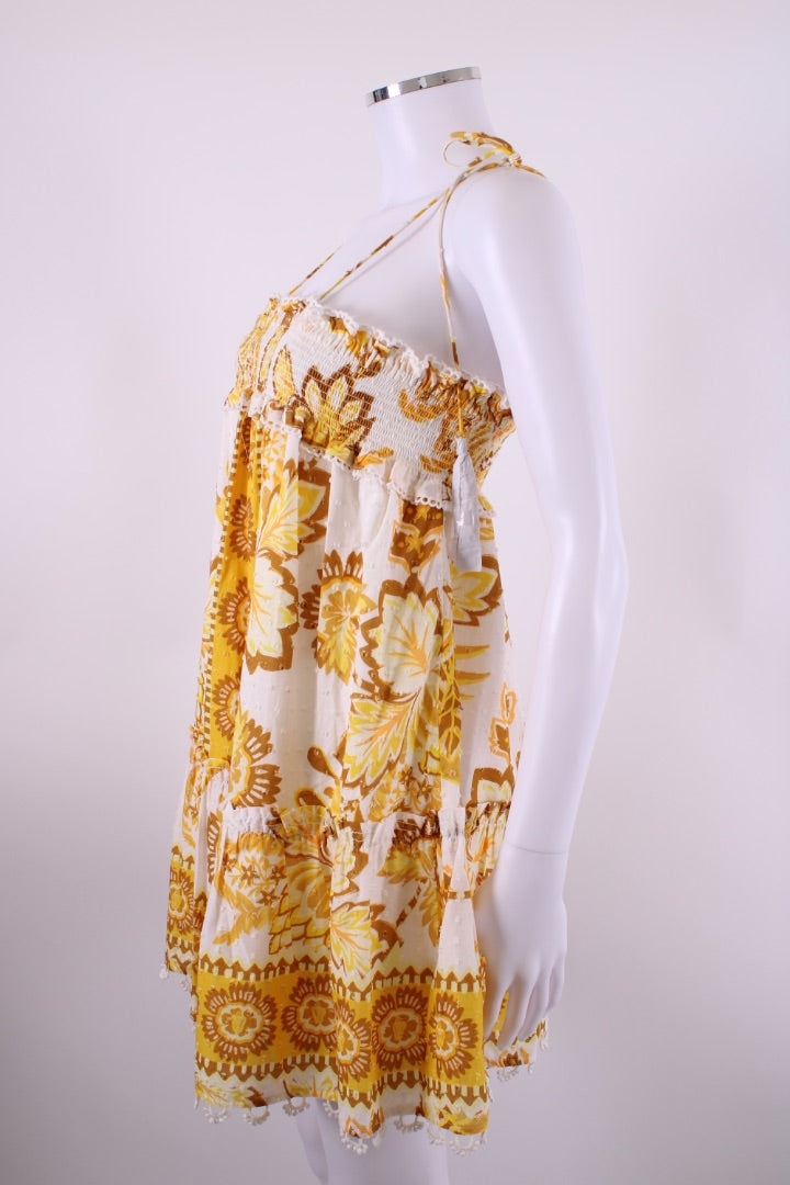 Farm Rio S/S Floral Aura Mini Dress Yellow/ White XS