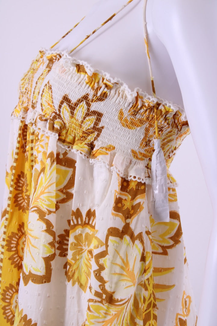 Farm Rio S/S Floral Aura Mini Dress Yellow/ White XS
