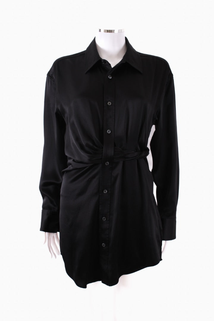 T By Alexander Wang Silk Shirt Dress Black 8