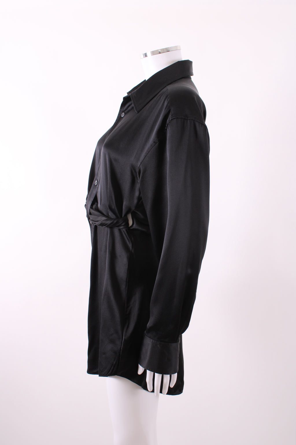 T By Alexander Wang Silk Shirt Dress Black 8