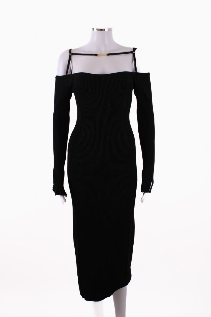 Jacquemus La Robe Sierra Knit Midi Dress Black 36
