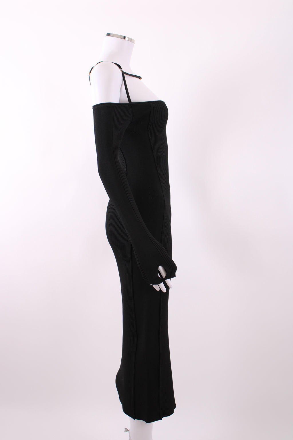 Jacquemus La Robe Sierra Knit Midi Dress Black 36