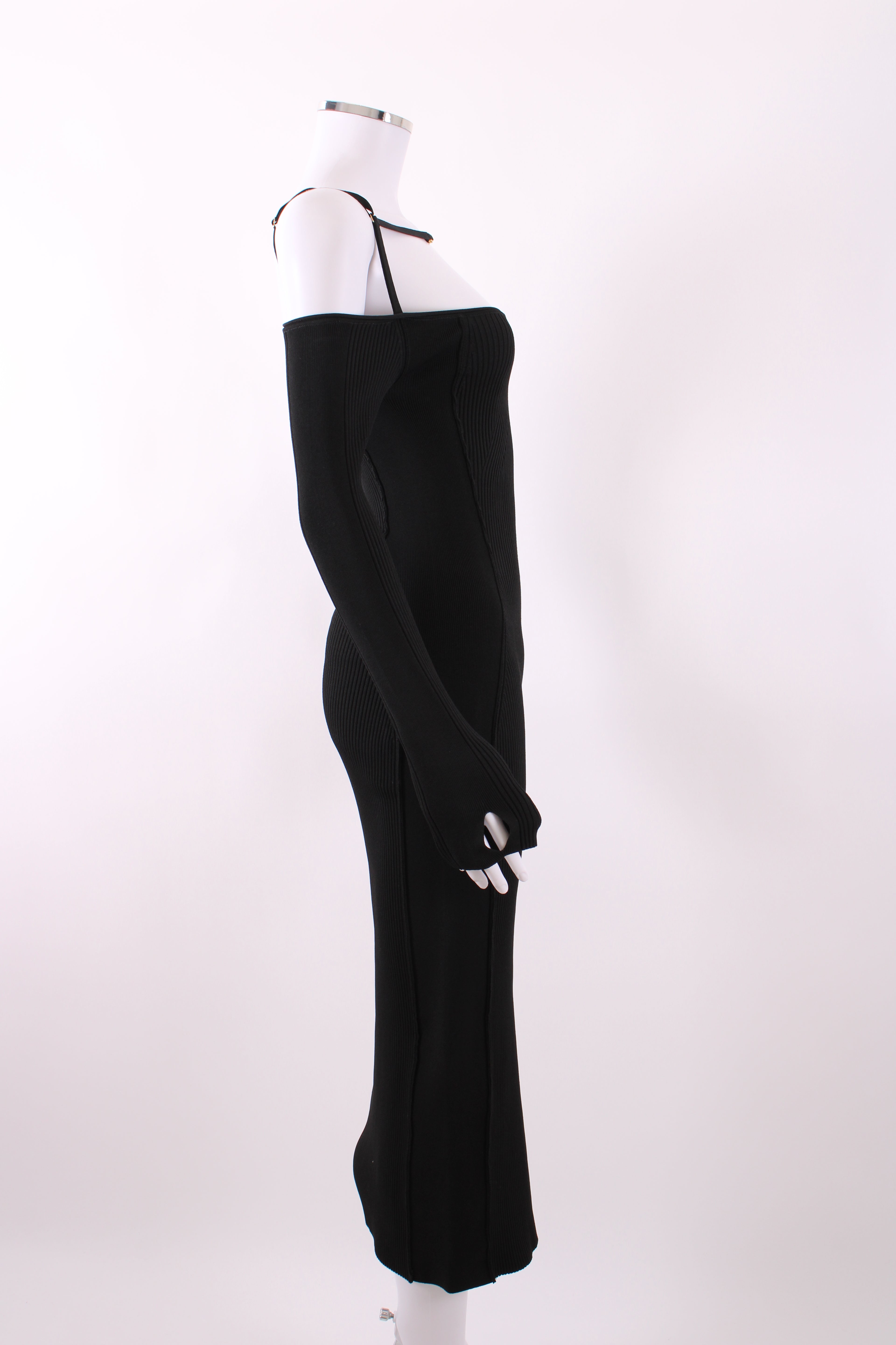 Jacquemus La Robe Sierra Knit Midi Dress Black 36