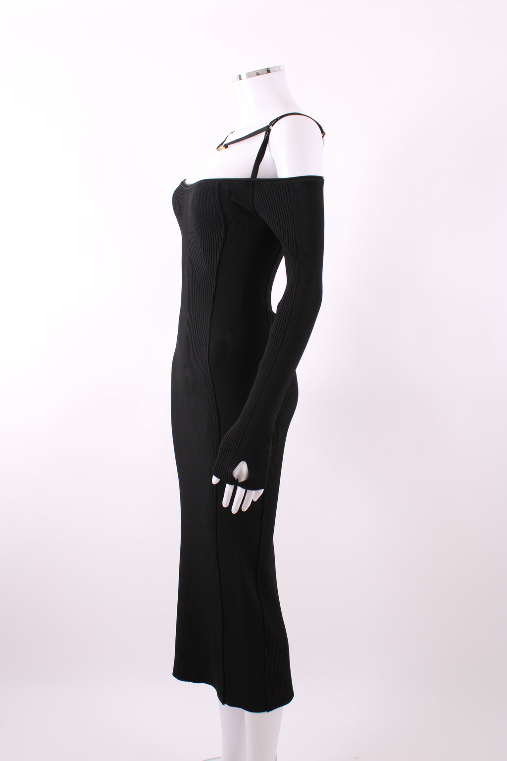 Jacquemus La Robe Sierra Knit Midi Dress Black 36