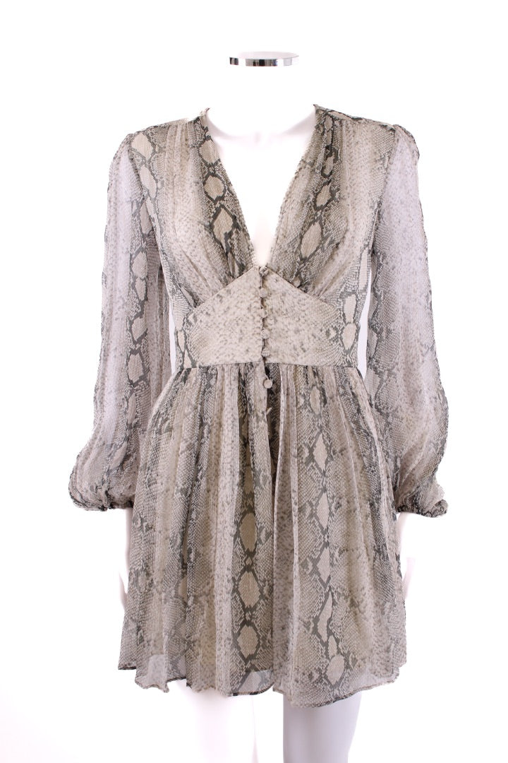 Zimmermann L/S Snake Print Playsuit Cream/ Grey XS