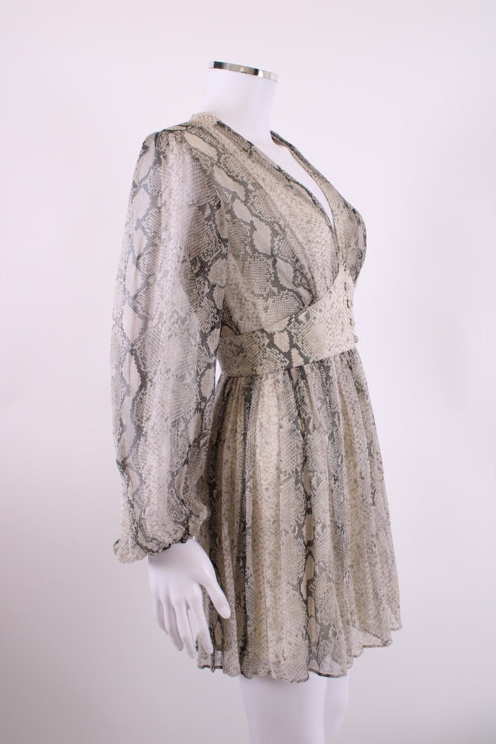 Zimmermann L/S Snake Print Playsuit Cream/ Grey XS