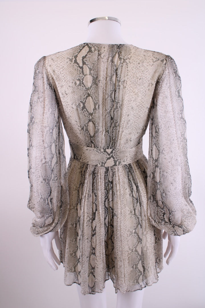 Zimmermann L/S Snake Print Playsuit Cream/ Grey XS