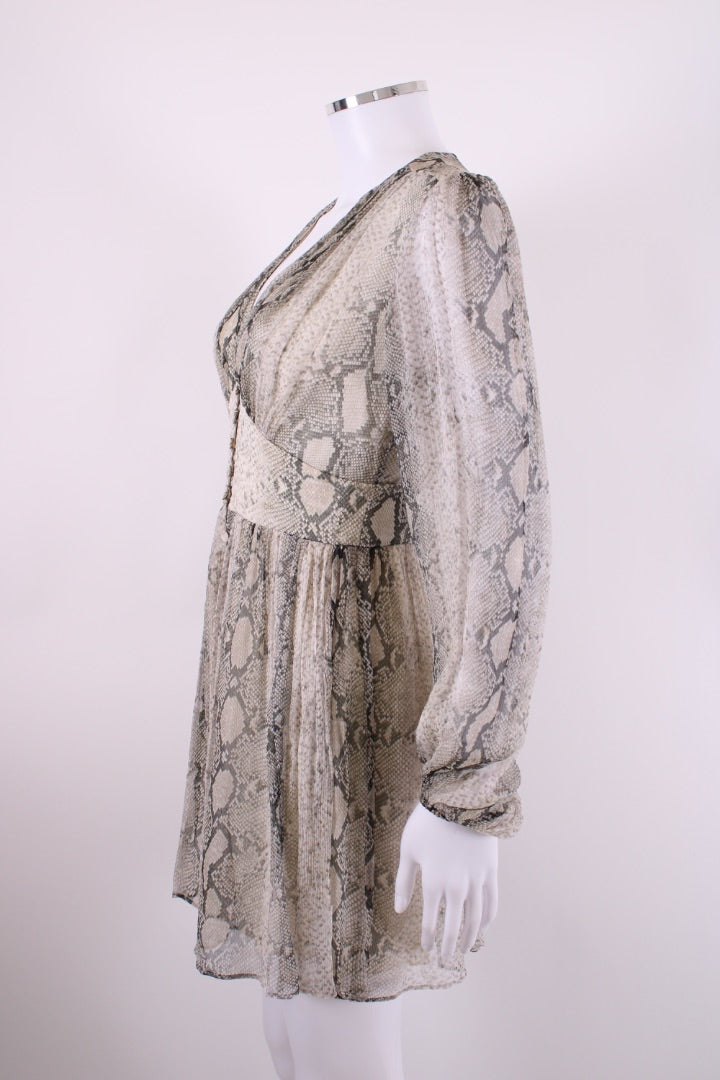 Zimmermann L/S Snake Print Playsuit Cream/ Grey XS