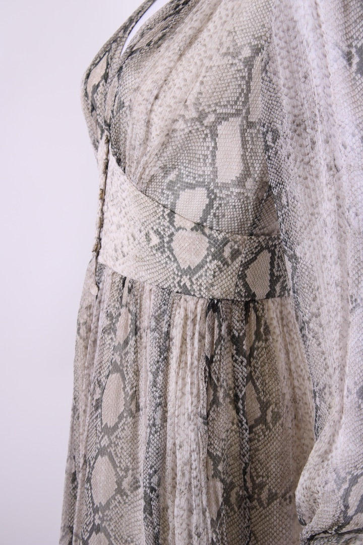 Zimmermann L/S Snake Print Playsuit Cream/ Grey XS