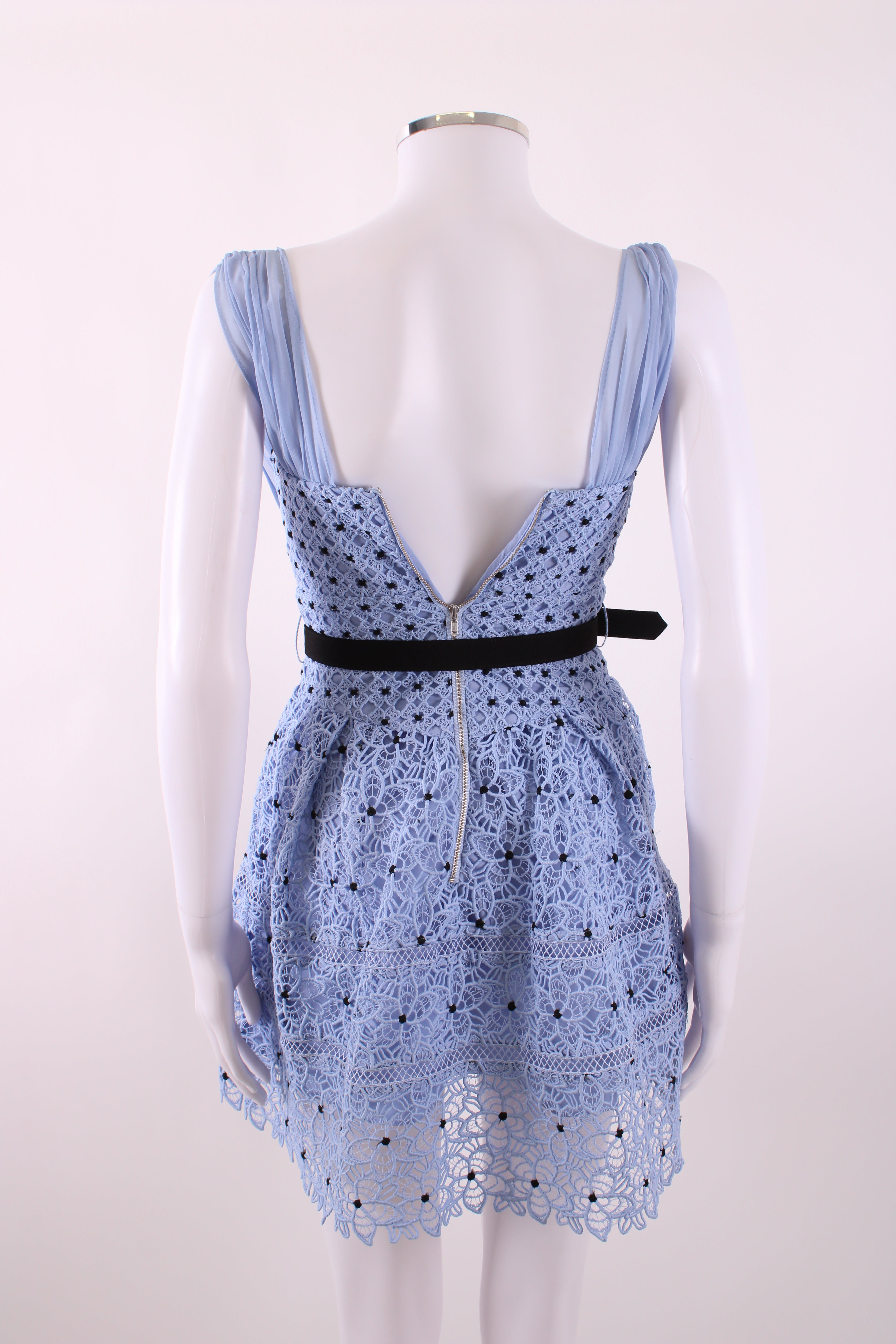 Self Portrait Starlet Rose Lace Dress Blue UK 4
