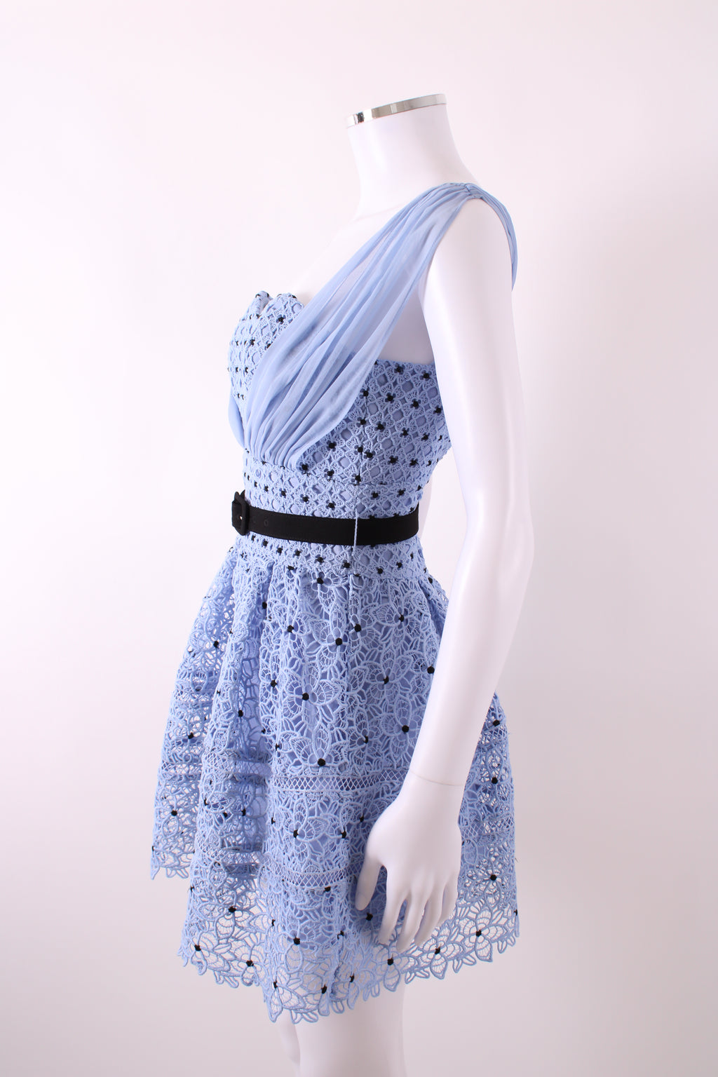 Self Portrait Starlet Rose Lace Dress Blue UK 4