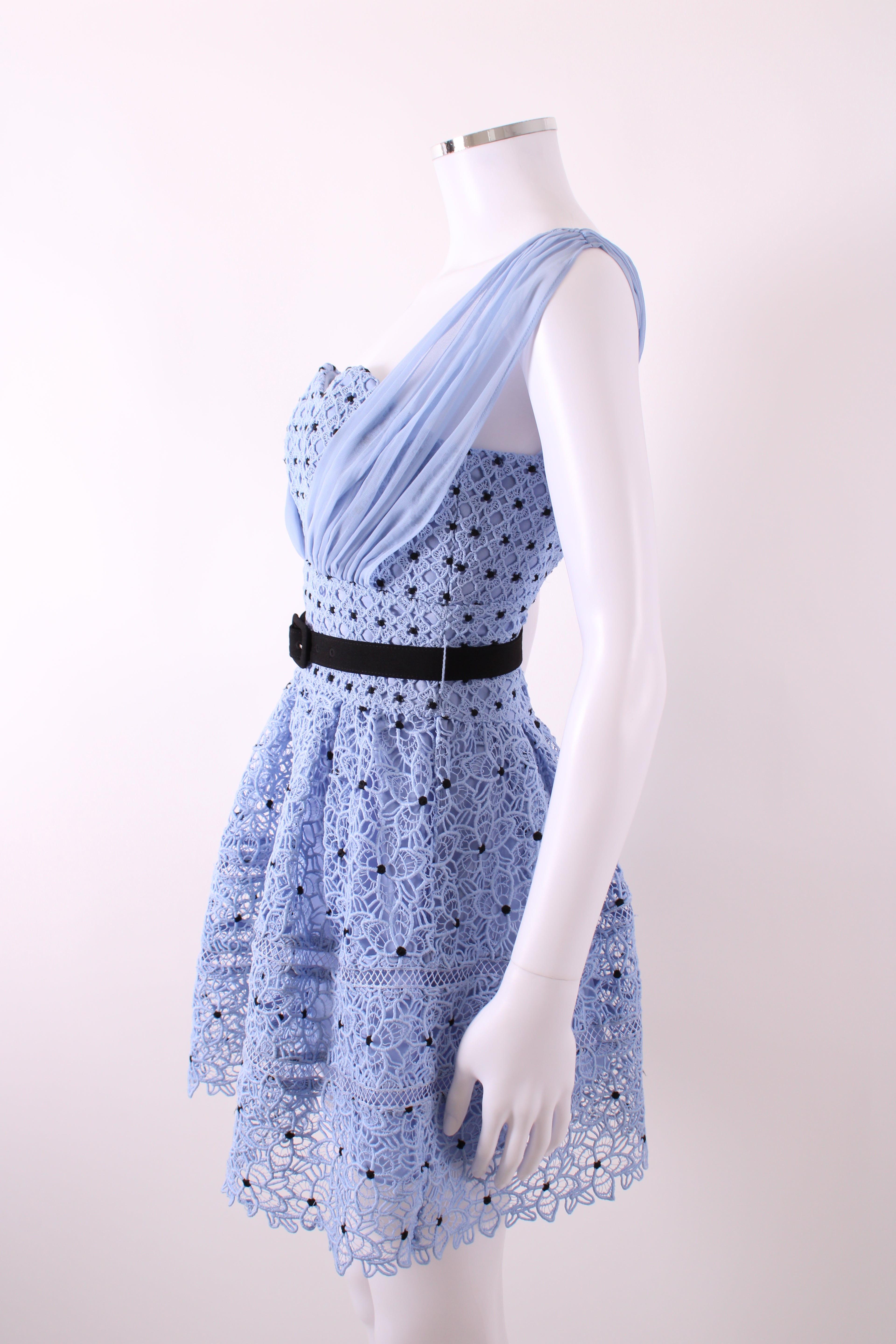Self Portrait Starlet Rose Lace Dress Blue UK 4