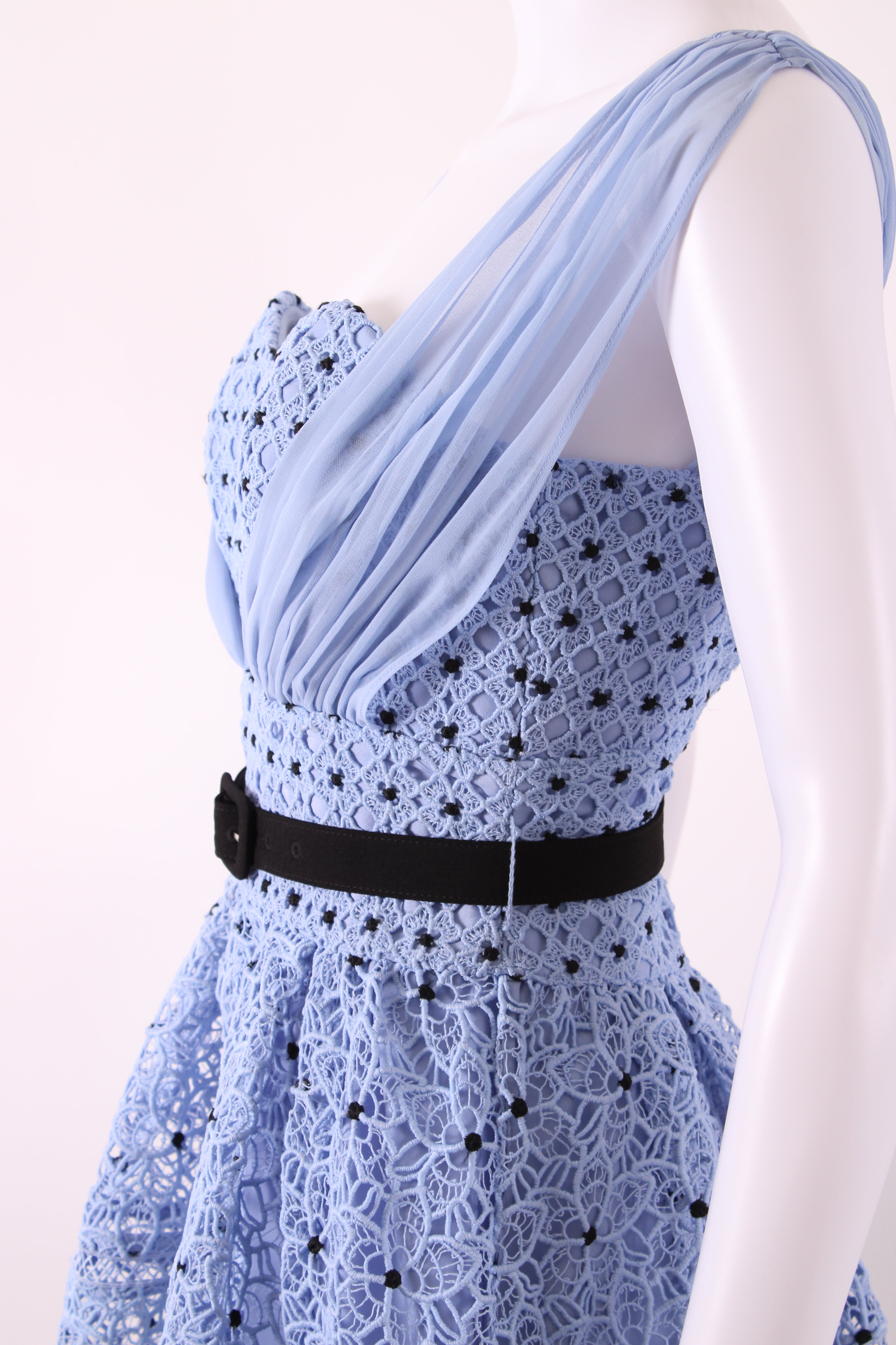 Self Portrait Starlet Rose Lace Dress Blue UK 4